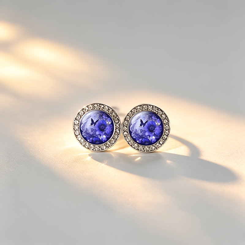 2pcs Classic Imitation Crystal Butterfly Stud Earrings